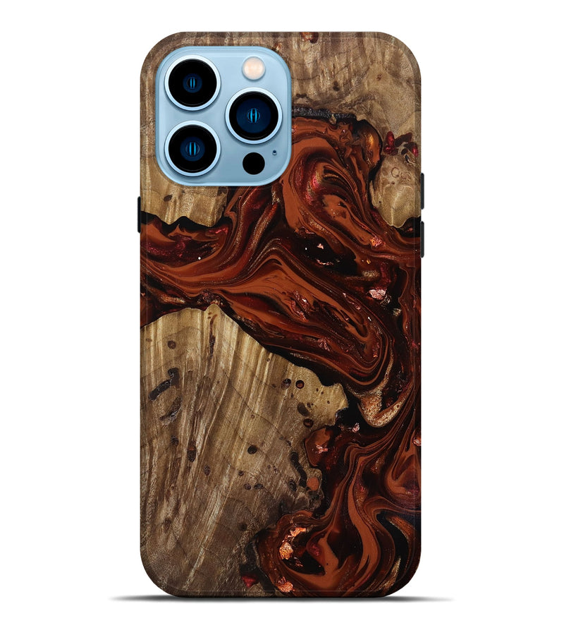 iPhone 14 Pro Max Wood Live Edge Phone Case - Manuela (Red, 818010)
