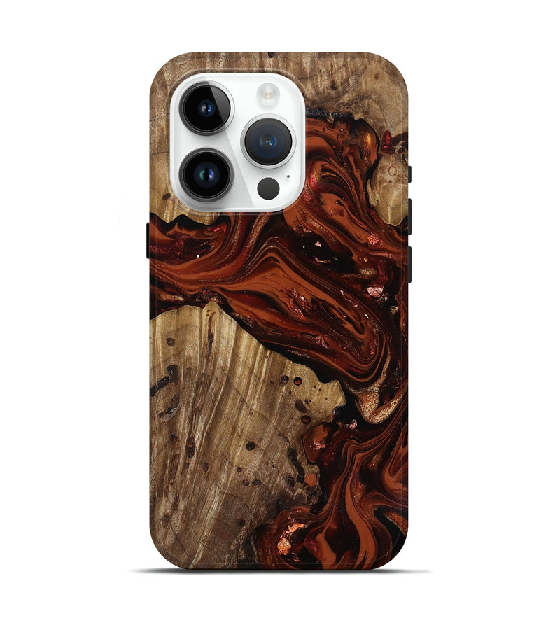 iPhone 15 Pro Wood Live Edge Phone Case - Manuela (Red, 818010)