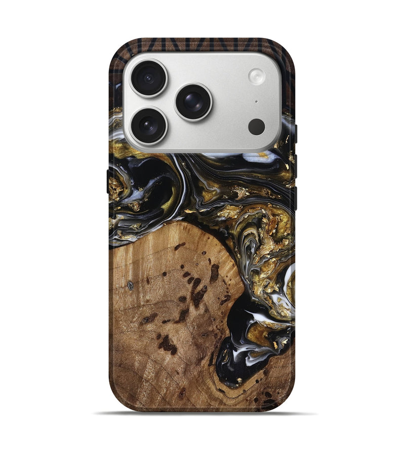 iPhone 17 Pro Wood Live Edge Phone Case - Yetta (Black & White, 818012)