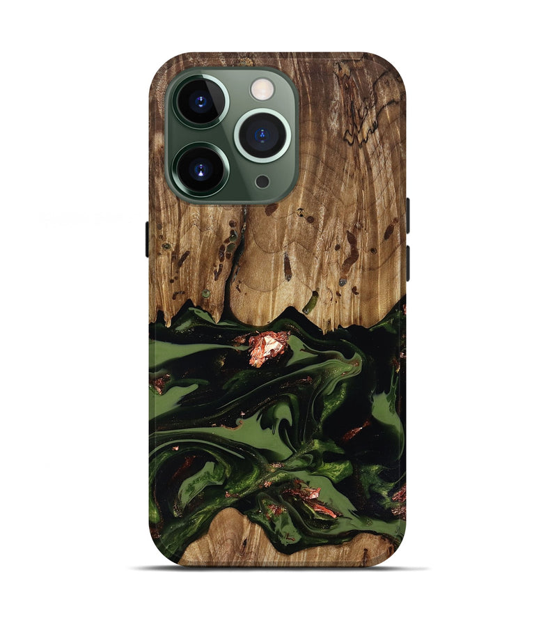 iPhone 13 Pro Wood Live Edge Phone Case - Sevyn (Green, 818017)