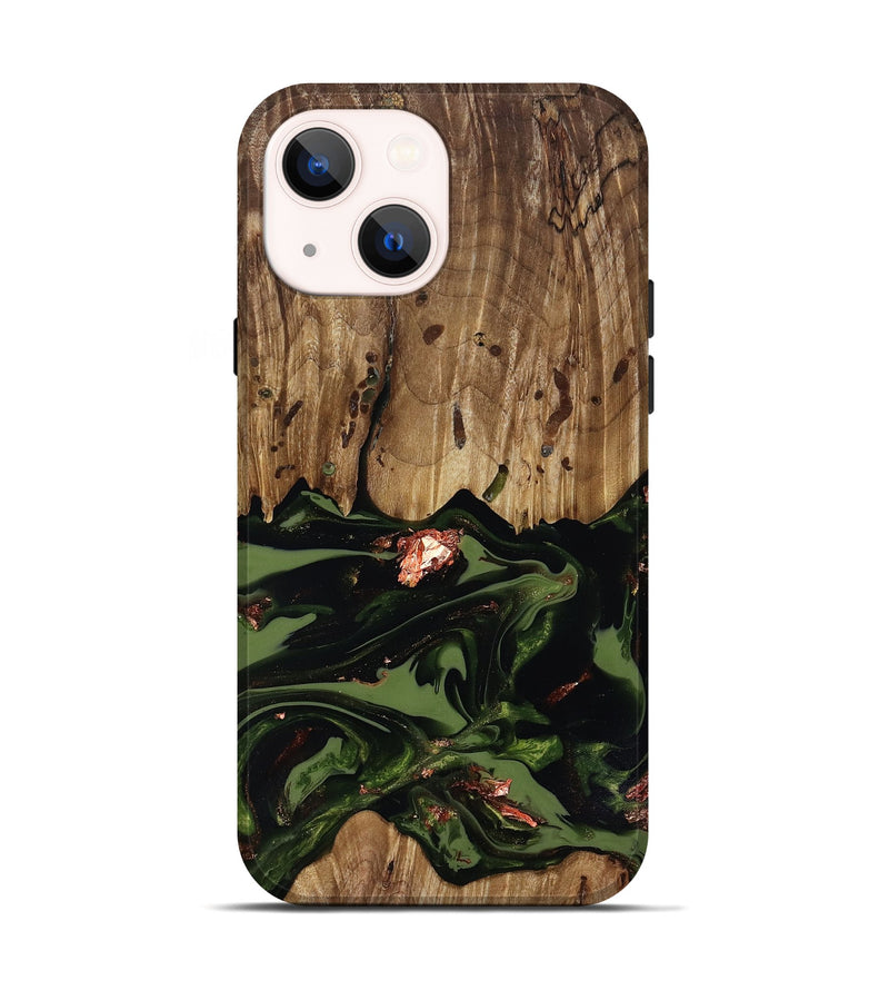 iPhone 14 Wood Live Edge Phone Case - Sevyn (Green, 818017)