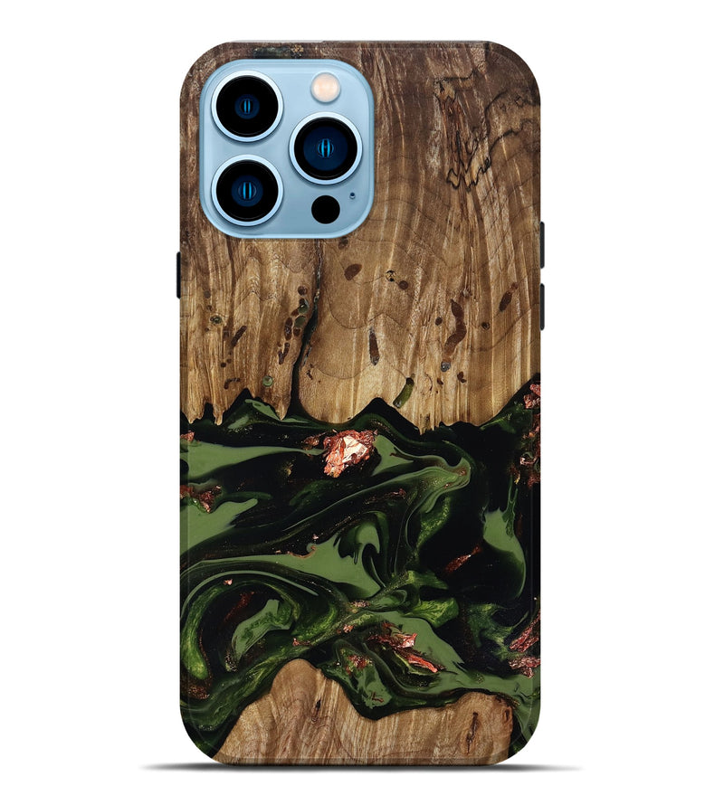iPhone 14 Pro Max Wood Live Edge Phone Case - Sevyn (Green, 818017)