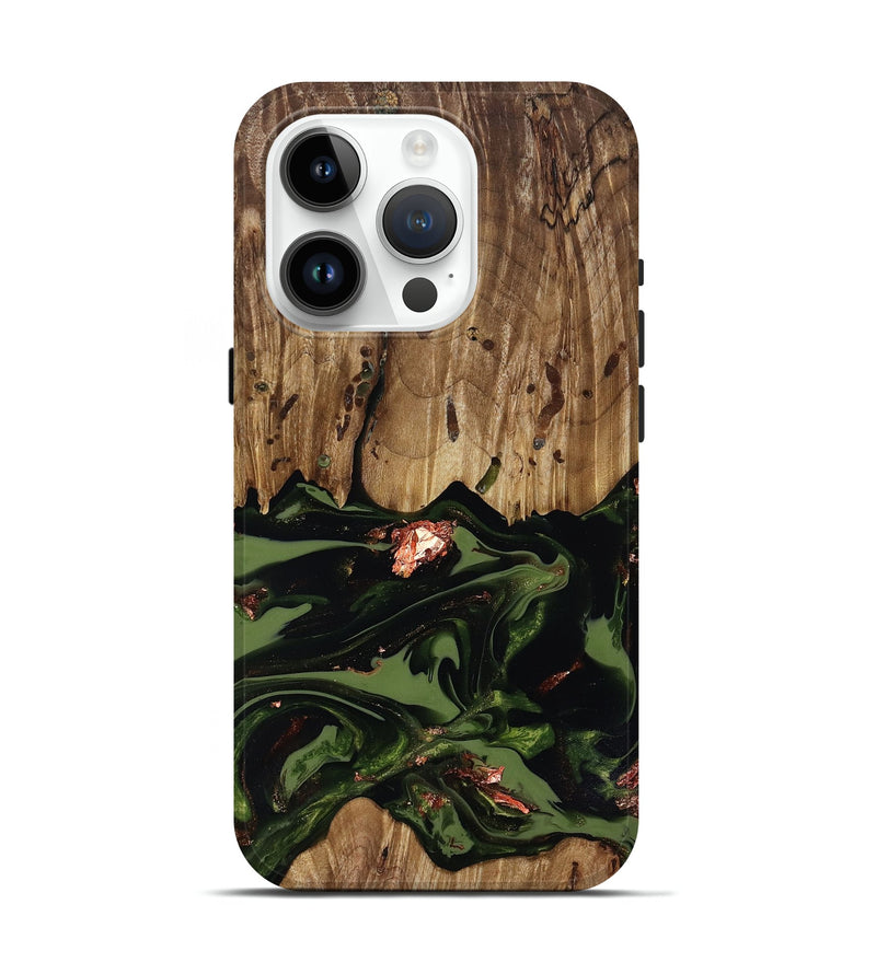 iPhone 15 Pro Wood Live Edge Phone Case - Sevyn (Green, 818017)