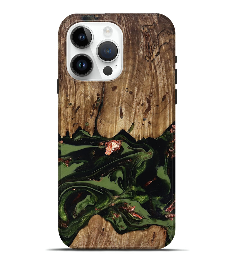 iPhone 15 Pro Max Wood Live Edge Phone Case - Sevyn (Green, 818017)