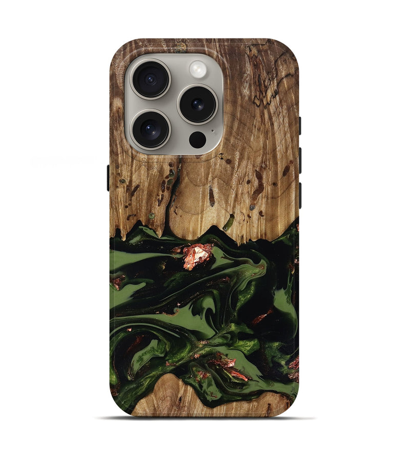 iPhone 16 Pro Wood Live Edge Phone Case - Sevyn (Green, 818017)