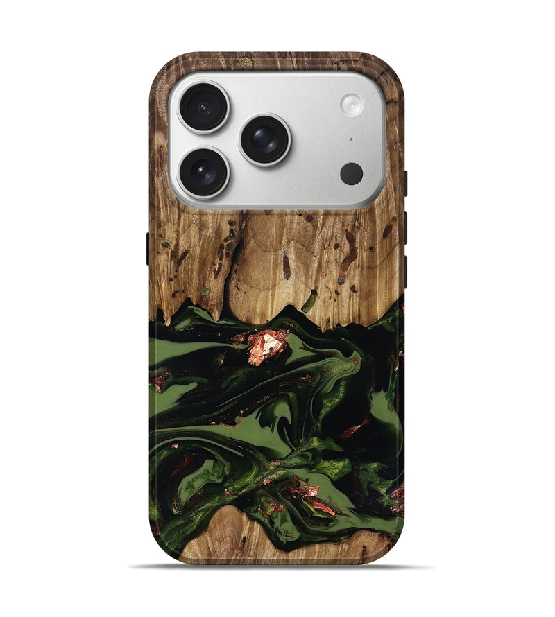 iPhone 17 Pro Wood Live Edge Phone Case - Sevyn (Green, 818017)