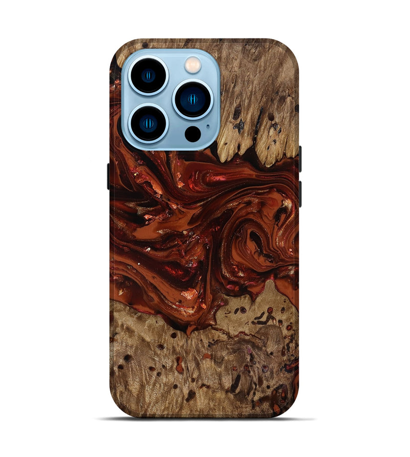iPhone 14 Pro Wood Live Edge Phone Case - Deena (Red, 818021)