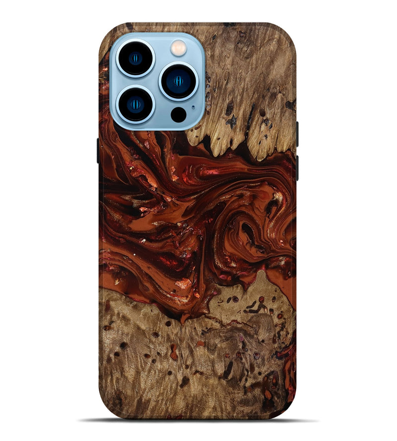 iPhone 14 Pro Max Wood Live Edge Phone Case - Deena (Red, 818021)