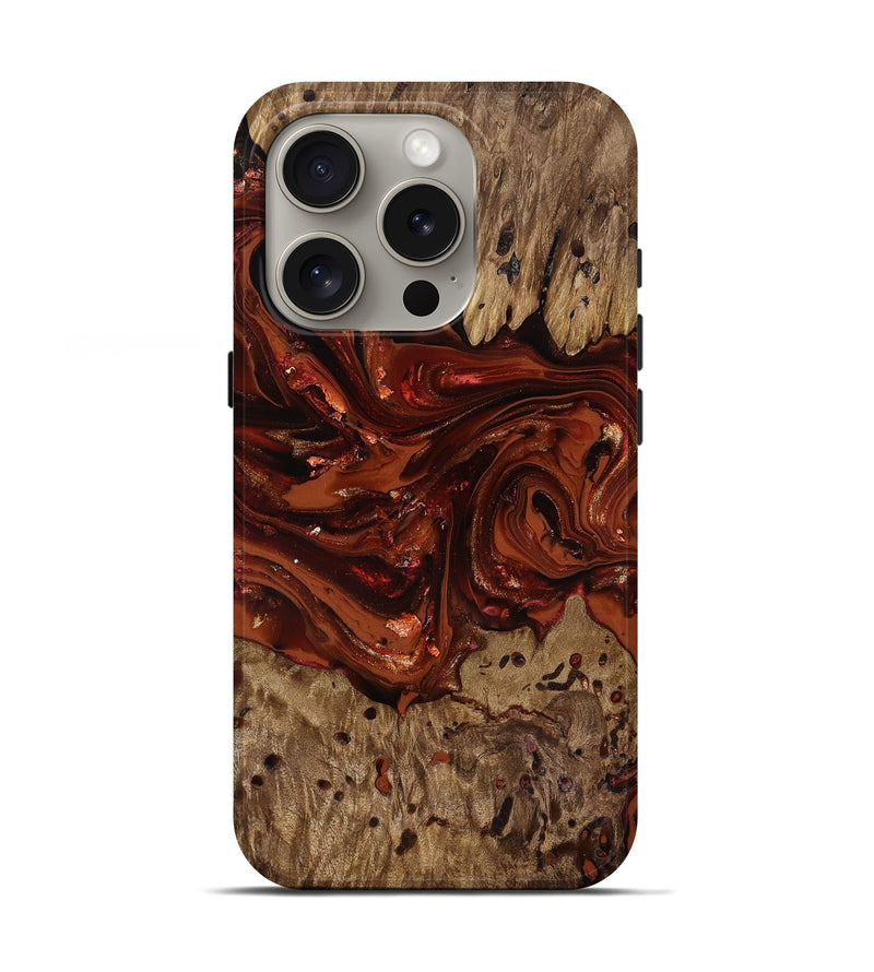 iPhone 16 Pro Wood Live Edge Phone Case - Deena (Red, 818021)