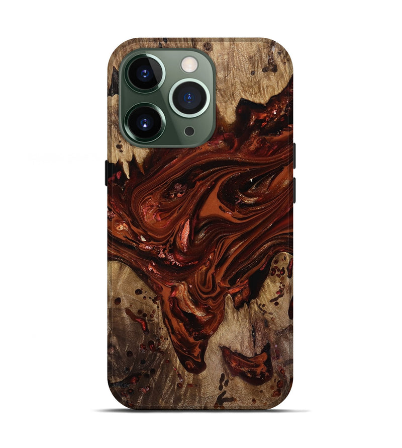 iPhone 13 Pro Wood Live Edge Phone Case - Kaylin (Red, 818022)