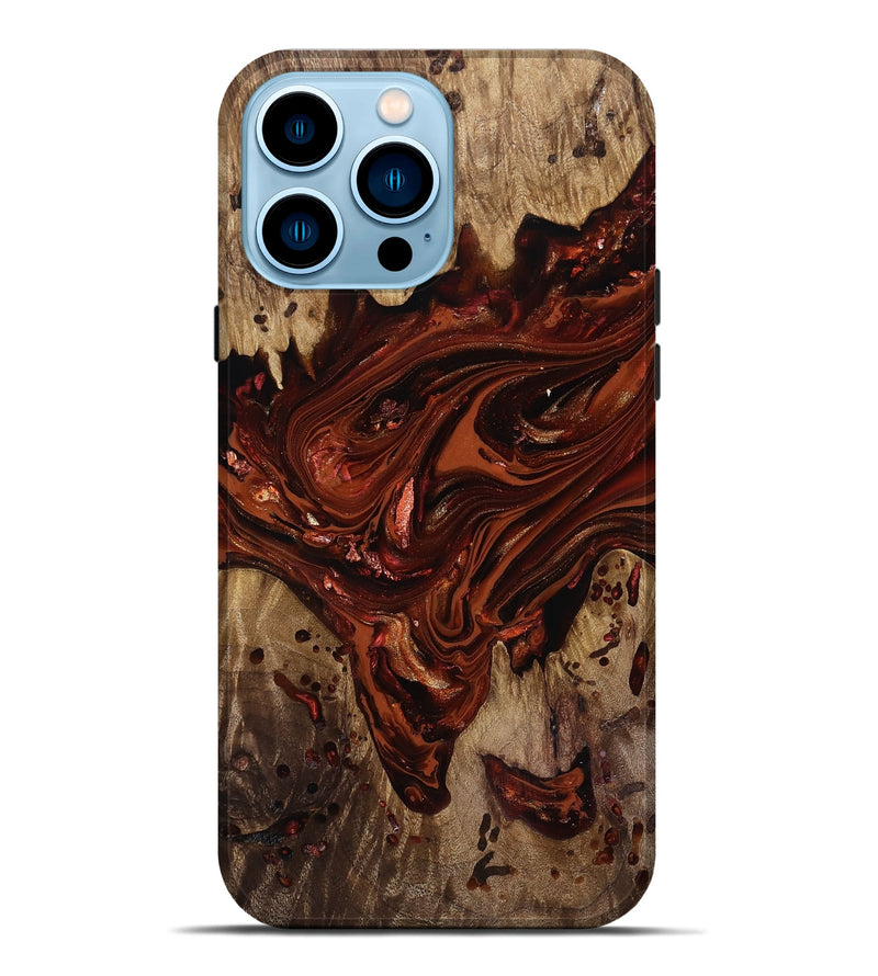 iPhone 14 Pro Max Wood Live Edge Phone Case - Kaylin (Red, 818022)