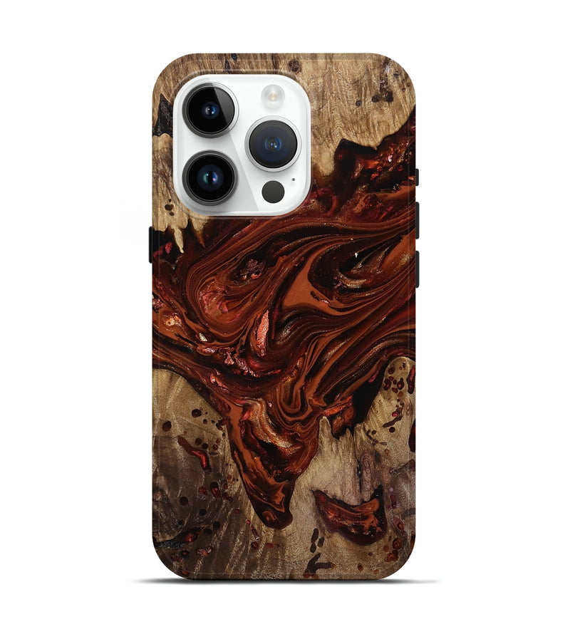 iPhone 15 Pro Wood Live Edge Phone Case - Kaylin (Red, 818022)