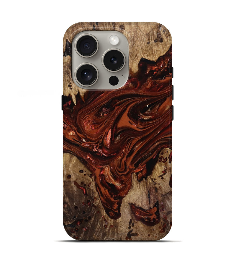 iPhone 16 Pro Wood Live Edge Phone Case - Kaylin (Red, 818022)