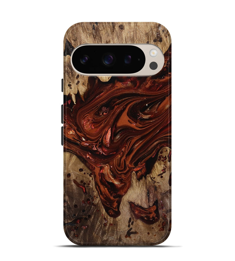 Pixel 9 Pro Wood Live Edge Phone Case - Kaylin (Red, 818022)