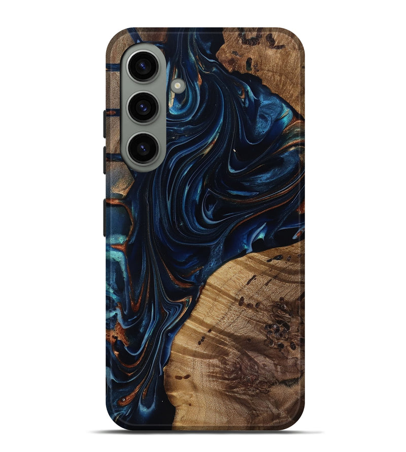 Galaxy S24 Plus Wood Live Edge Phone Case - Davian (Teal & Gold, 818027)