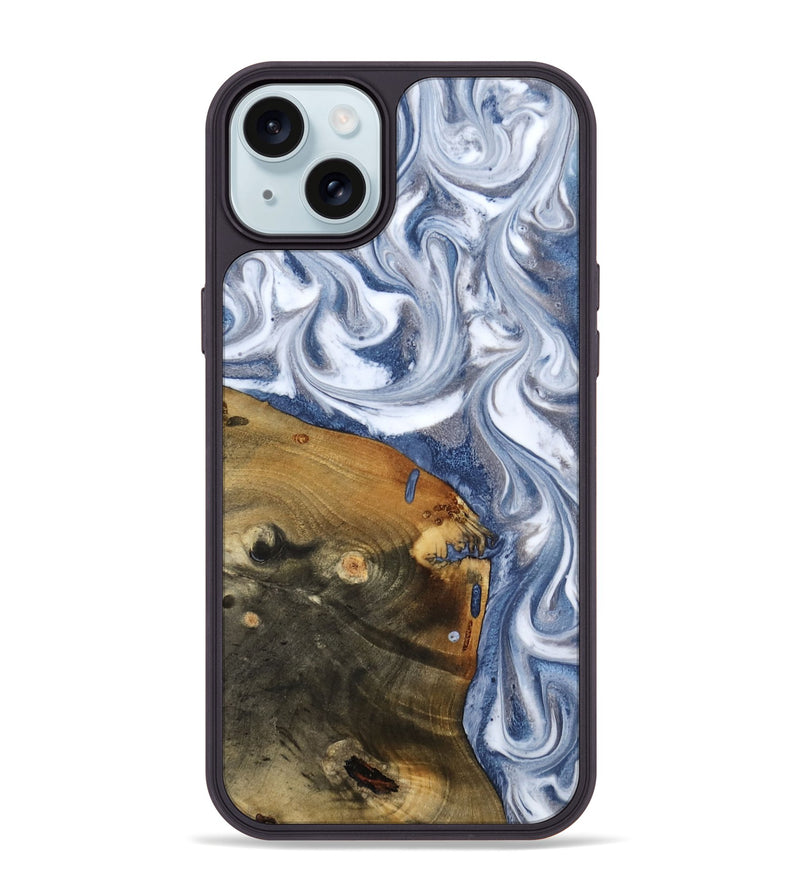 iPhone 15 Plus Wood Phone Case - Dario (Blue, 818047)