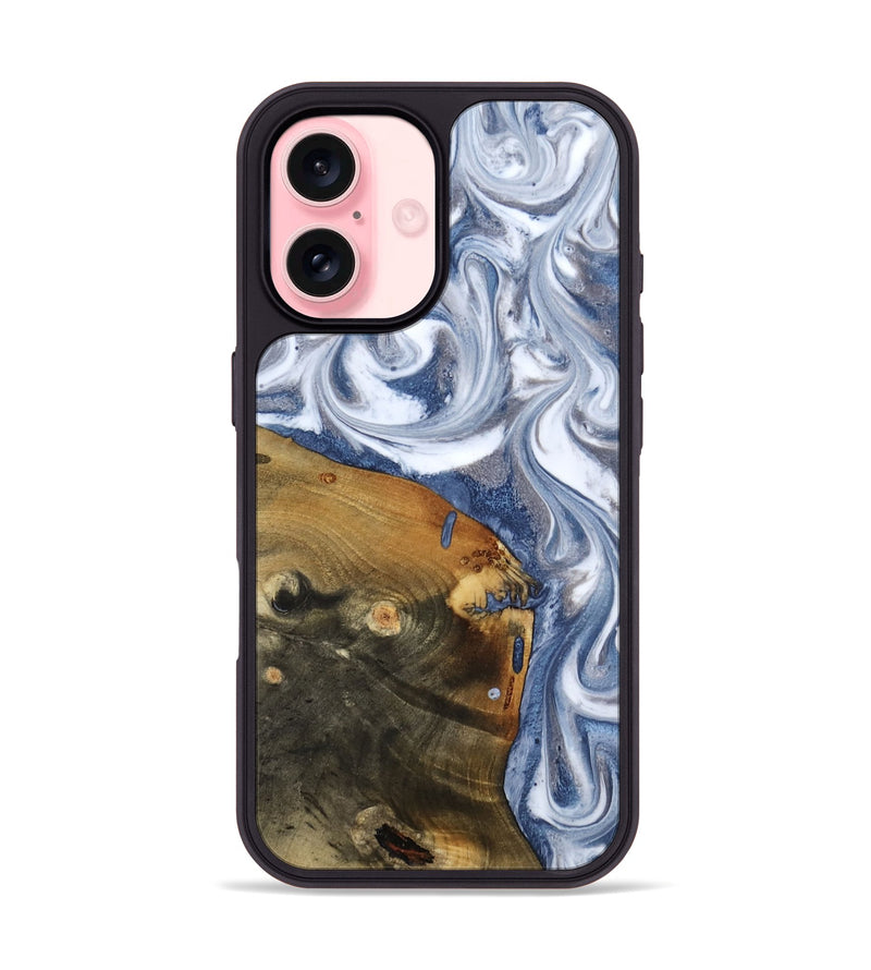 iPhone 16 Wood Phone Case - Dario (Blue, 818047)
