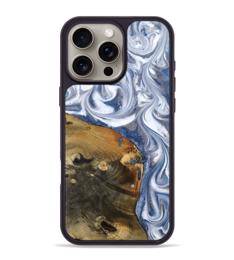 iPhone 16 Pro Max Wood Phone Case - Dario (Blue, 818047)