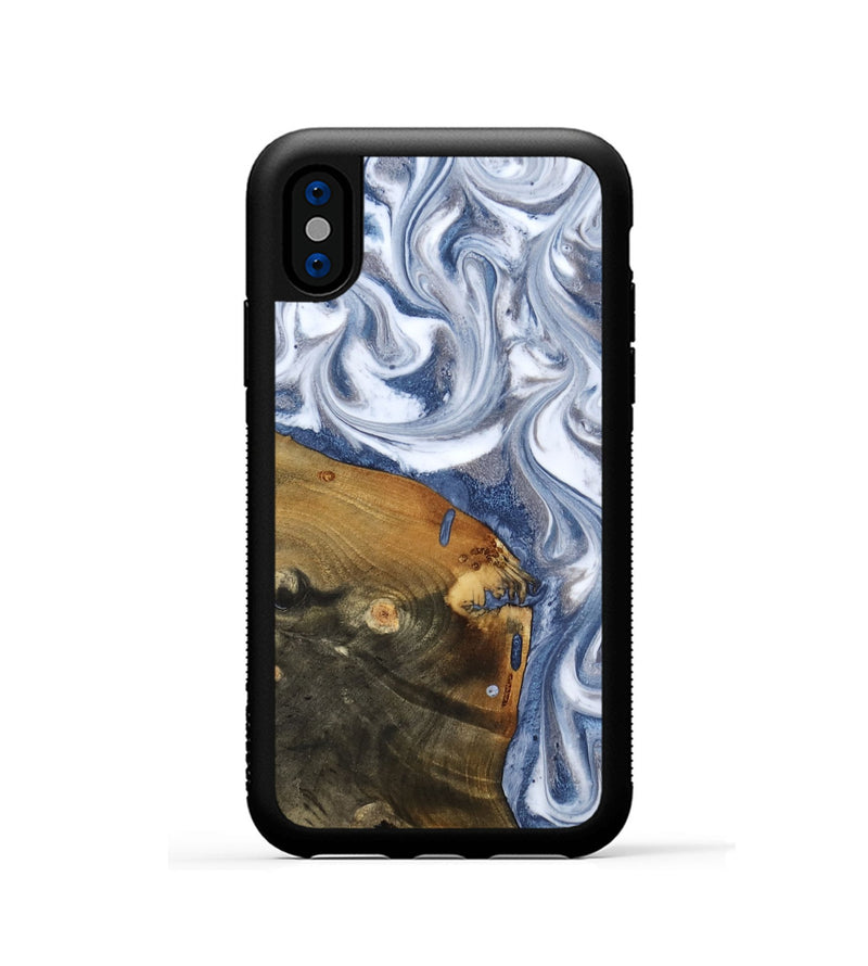 iPhone Xs Wood Phone Case - Dario (Blue, 818047)