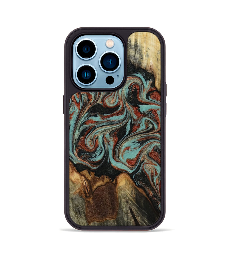 iPhone 14 Pro Wood Phone Case - Tim (Green, 818052)