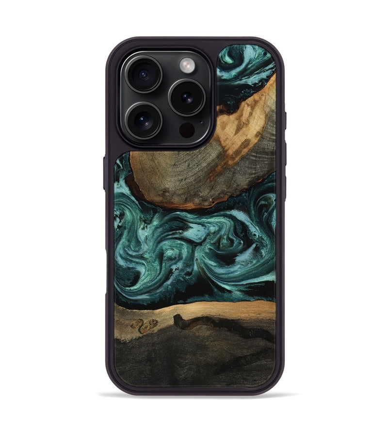 iPhone 16 Pro Wood Phone Case - Mike (Green, 818053)
