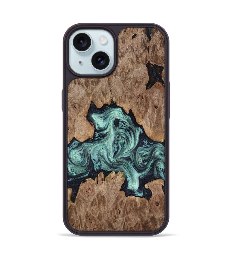 iPhone 15 Wood Phone Case - Sheldon (Green, 818054)