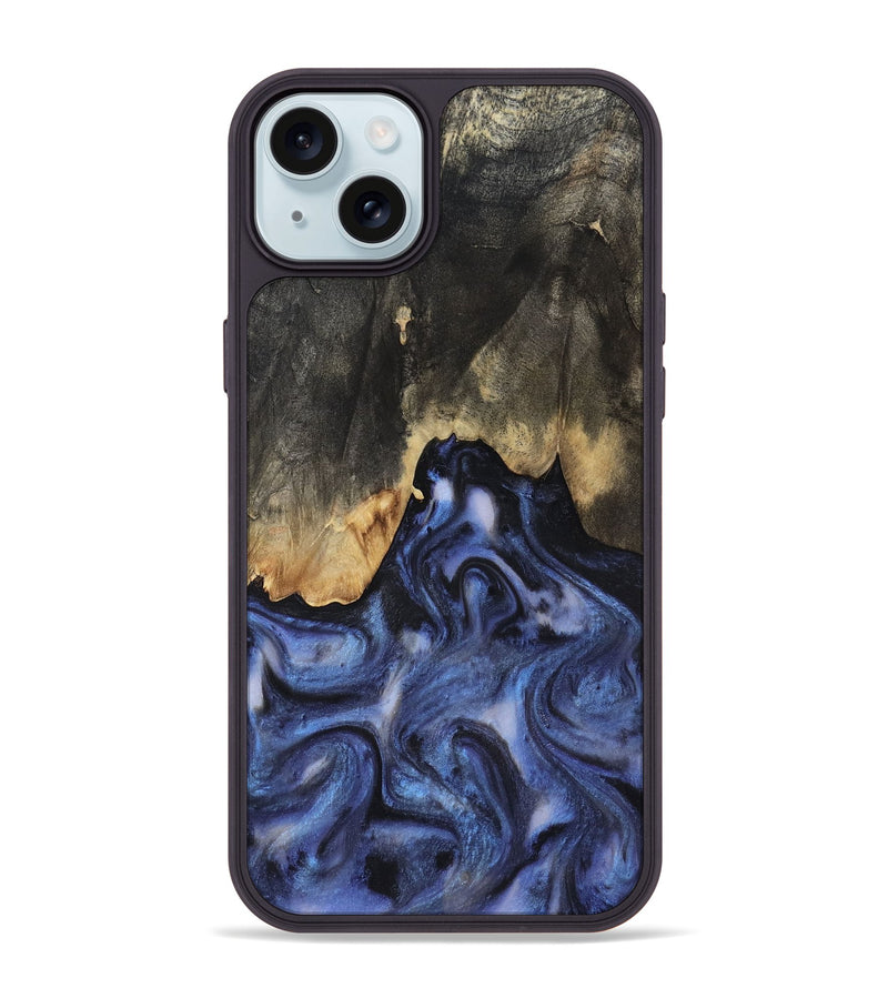 iPhone 15 Plus Wood Phone Case - Enrique (Blue, 818130)