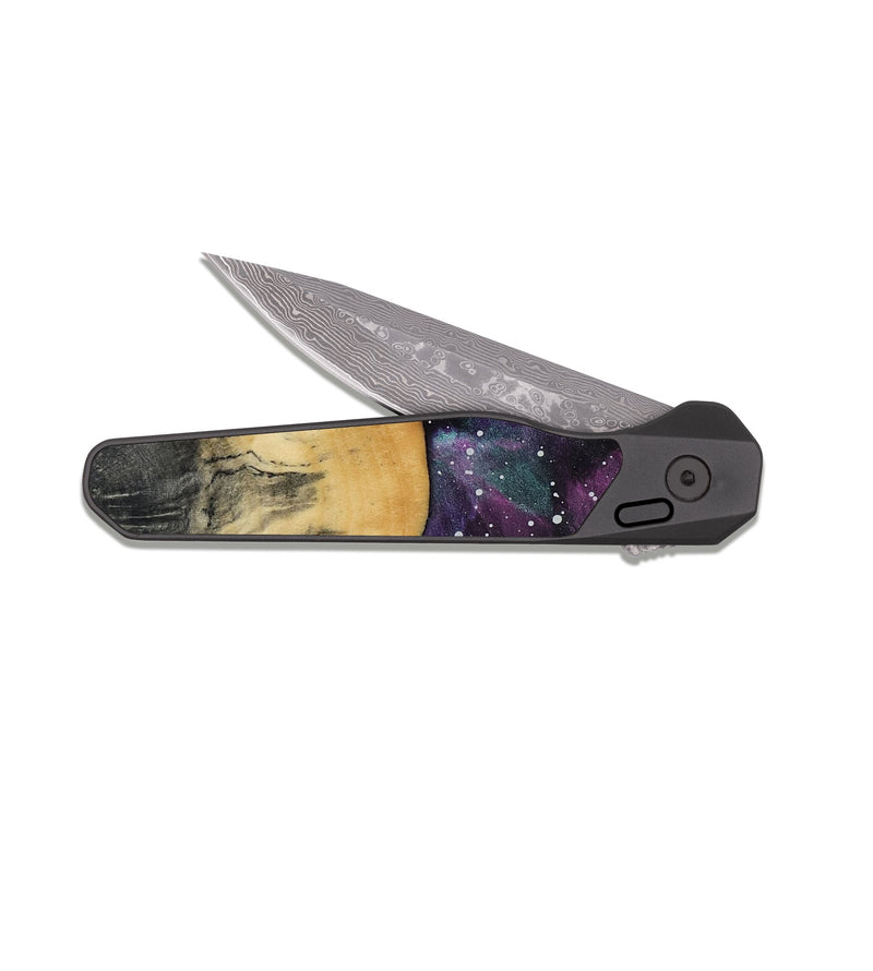 EDC Dark Damascus Wood Pocket Knife - Kenzo (Cosmos, 818171)