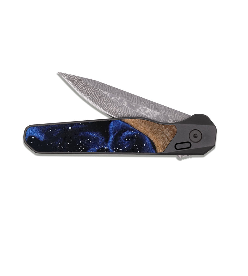 EDC Dark Damascus Wood Pocket Knife - Iola (Cosmos, 818202)