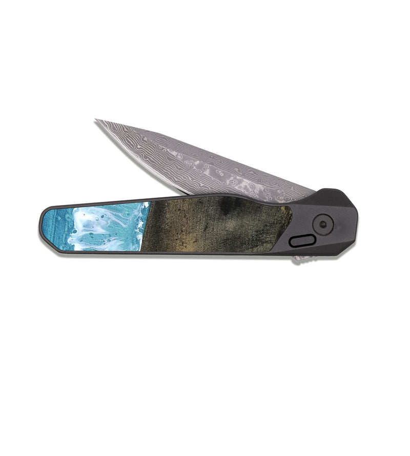 EDC Dark Damascus Wood Pocket Knife - Kaylyn (Coastal, 818207)