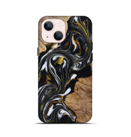 iPhone 13 mini Wood Live Edge Phone Case - Katy (Black & White, 818245)
