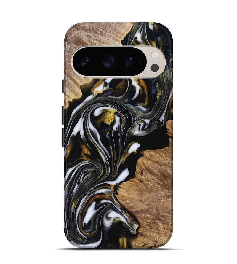 Pixel 10 Pro Wood Live Edge Phone Case - Katy (Black & White, 818245)