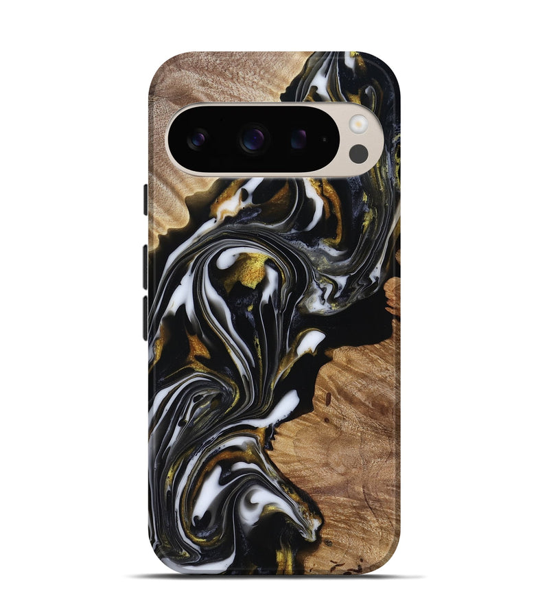 Pixel 9 Pro Wood Live Edge Phone Case - Katy (Black & White, 818245)