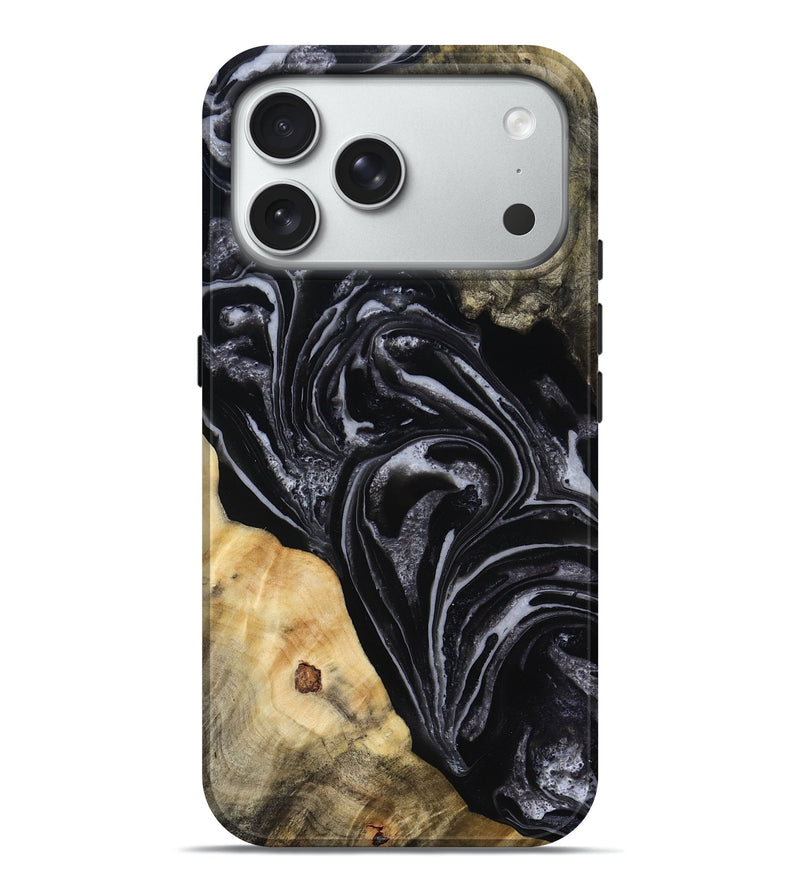 iPhone 18 Pro Max Wood Live Edge Phone Case - Claude (Black & White, 818247)