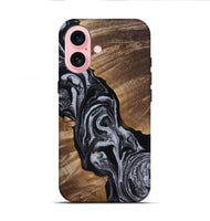 iPhone 16 Wood Live Edge Phone Case - Siena (Black & White, 818251)