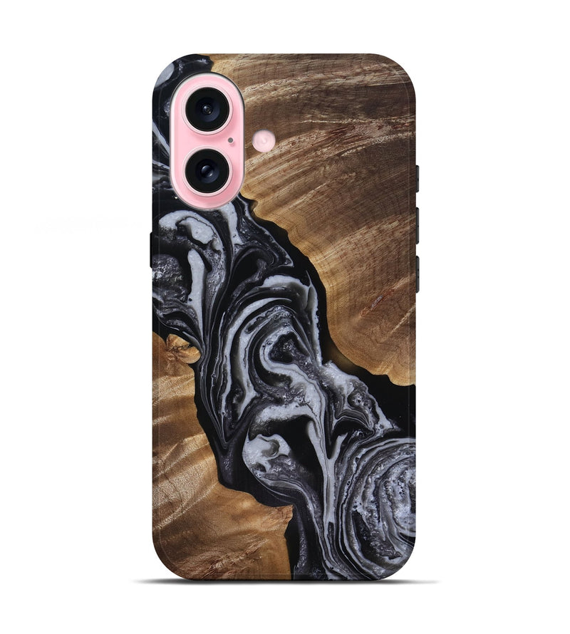 iPhone 17 Wood Live Edge Phone Case - Siena (Black & White, 818251)