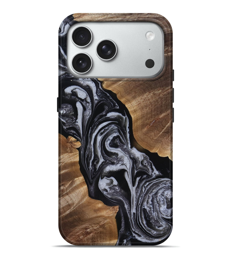iPhone 18 Pro Max Wood Live Edge Phone Case - Siena (Black & White, 818251)