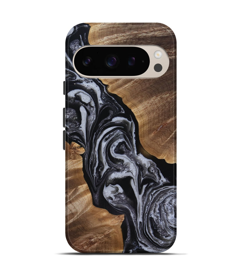 Pixel 9 Wood Live Edge Phone Case - Siena (Black & White, 818251)
