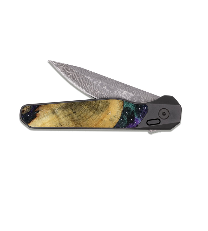 EDC Dark Damascus Wood Pocket Knife - Marlowe (Cosmos, 818339)