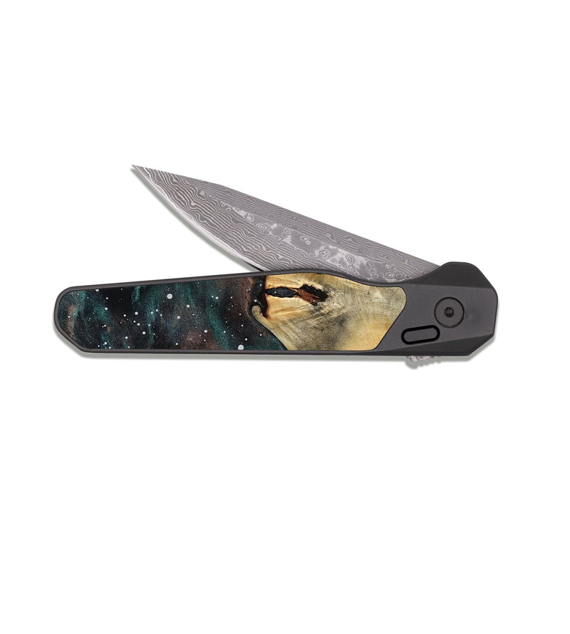 EDC Dark Damascus Wood Pocket Knife - Kiarra (Cosmos, 818350)