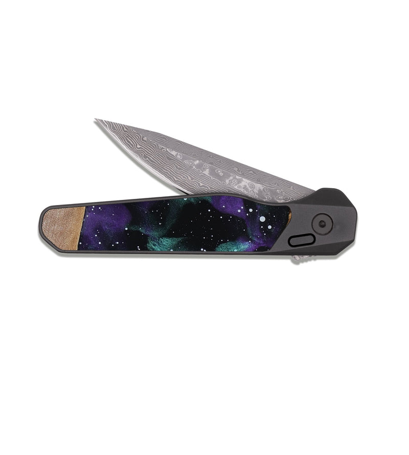 EDC Dark Damascus Wood Pocket Knife - Berta (Cosmos, 818352)