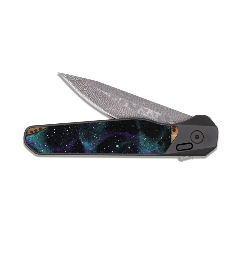 EDC Dark Damascus Wood Pocket Knife - Anton (Cosmos, 818364)
