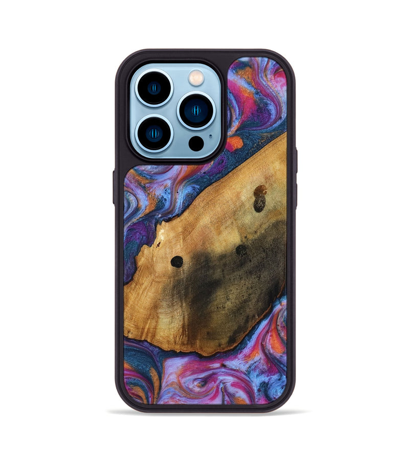 iPhone 14 Pro Wood Phone Case - Tamia (Blue, 818370)