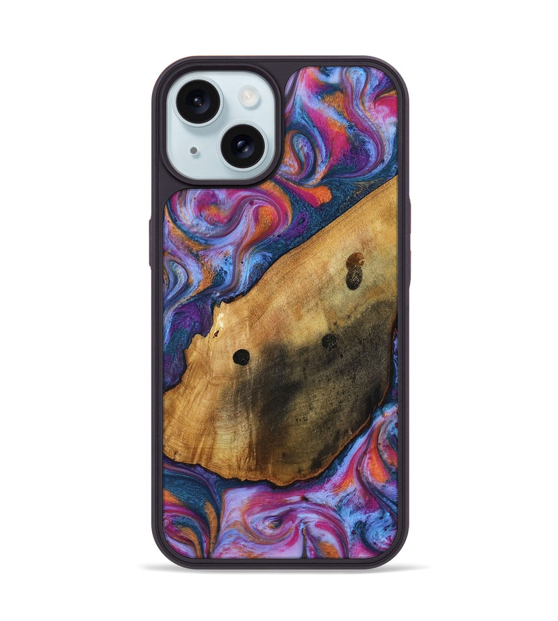 iPhone 15 Wood Phone Case - Tamia (Blue, 818370)