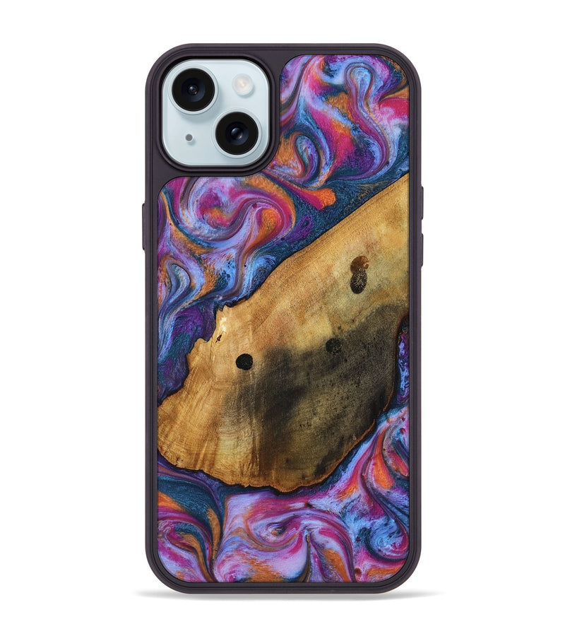 iPhone 15 Plus Wood Phone Case - Tamia (Blue, 818370)