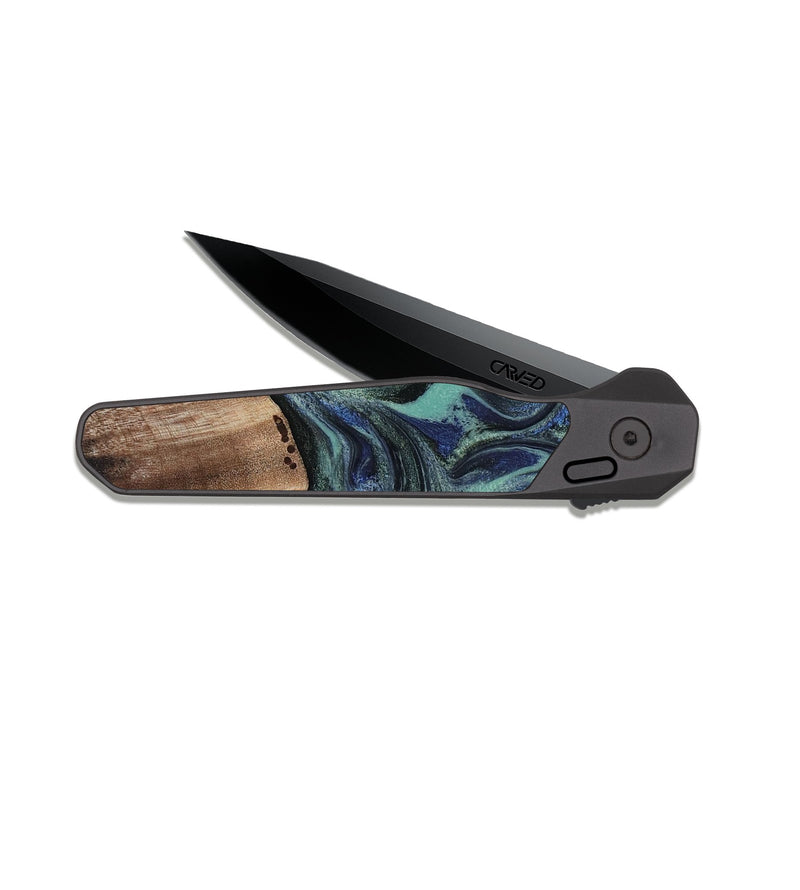 EDC Dark Slate Wood Pocket Knife - Zakary (Green, 818378)