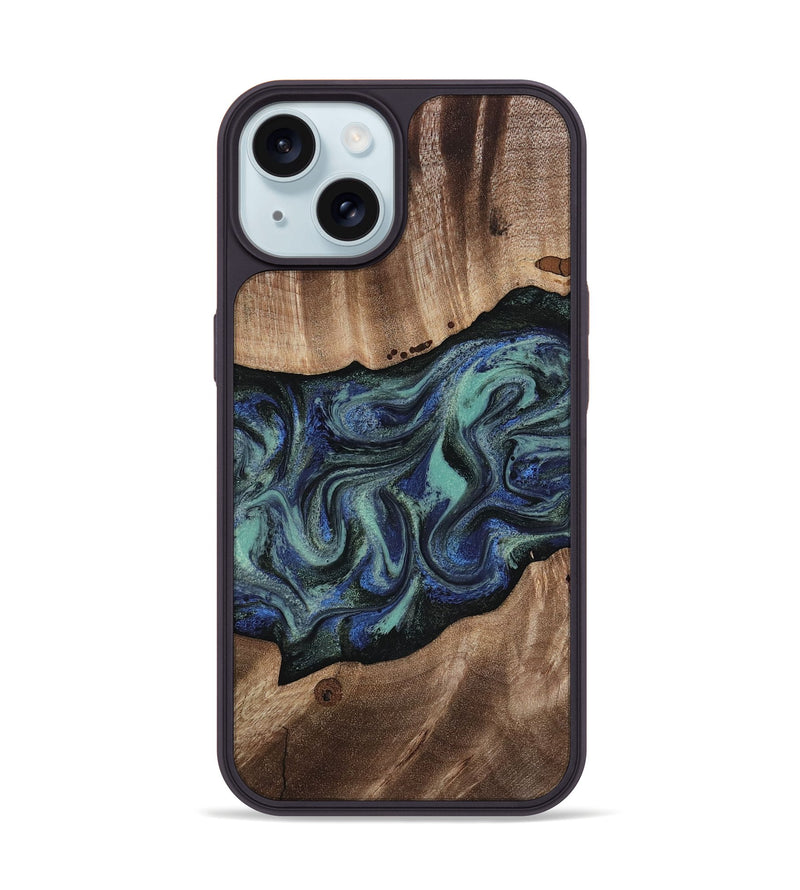iPhone 15 Wood Phone Case - Zakary (Green, 818378)