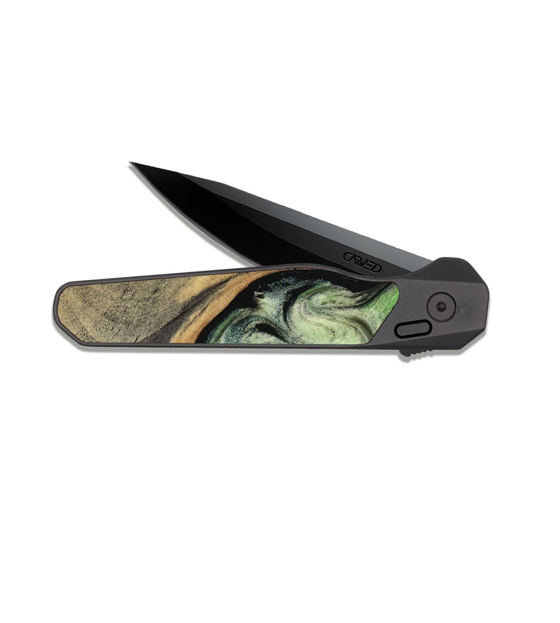 EDC Dark Slate Wood Pocket Knife - Kaia (Green, 818379)