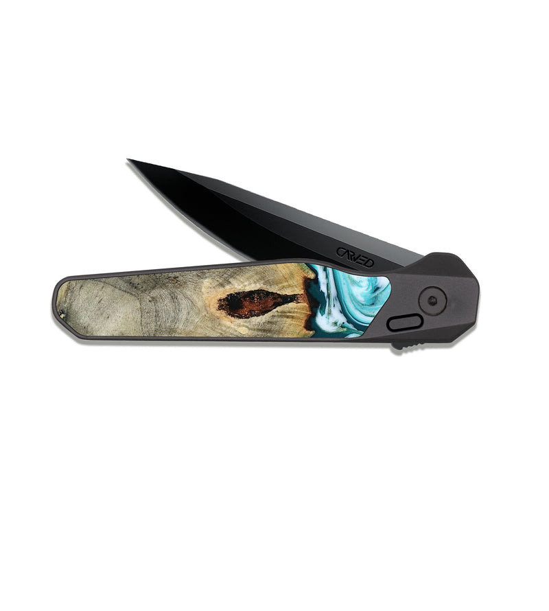 EDC Dark Slate Wood Pocket Knife - Carlos (Green, 818385)