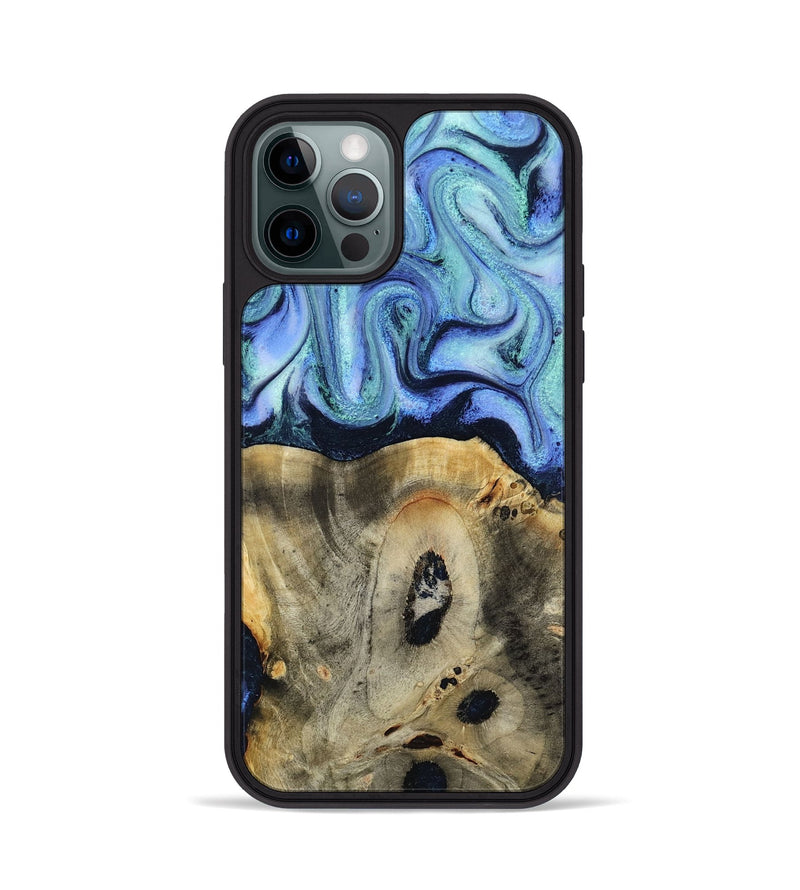 iPhone 12 Pro Wood Phone Case - Myrtle (Blue, 818405)